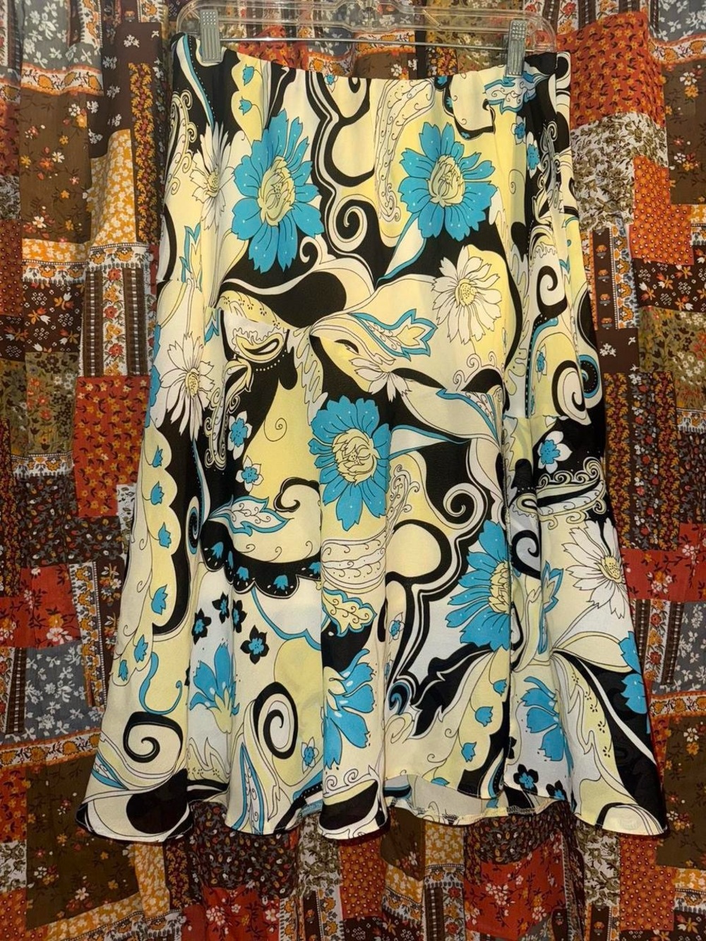 Y2K Blue Floral midi skirt
